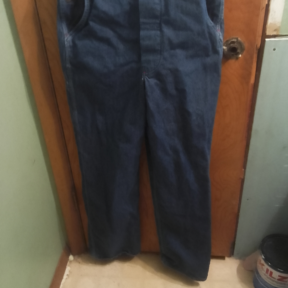 Classic Dark Wash Mens Red Cap Bib Denim Overalls 34/32 - Picture 9 of 16